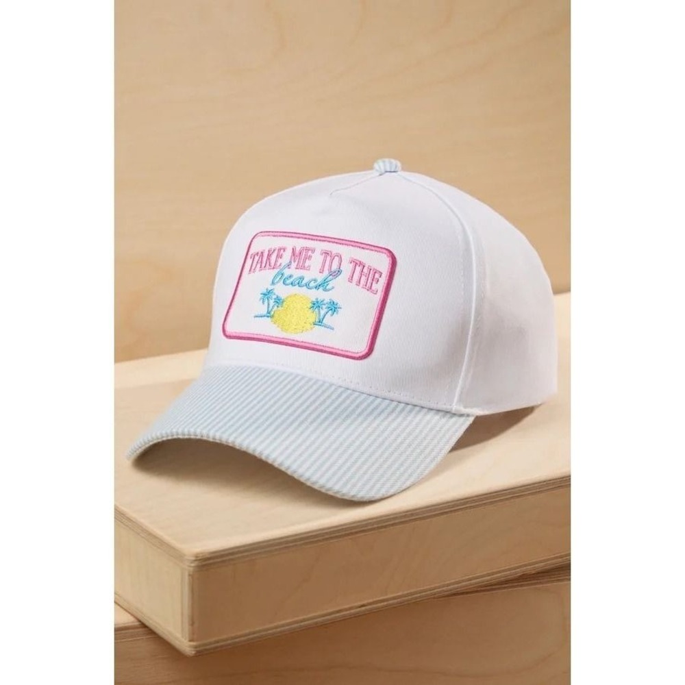 Altar'd State Take Me To The Beach Seersucker Patch Trucker Hat Baseball Cap